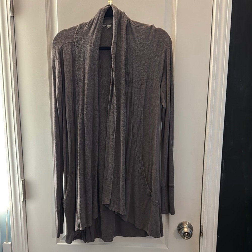 Athleta Taupe Open Front Cardigan